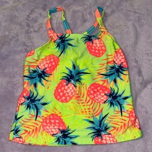 Wonder Nation Girl’s Bright Neon Pineapple Print Tankini Top Size Small 6/6X